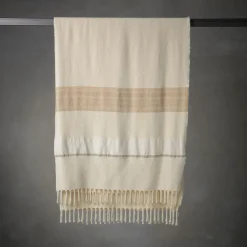 Coperta di lino e seta con frange Senja.D1