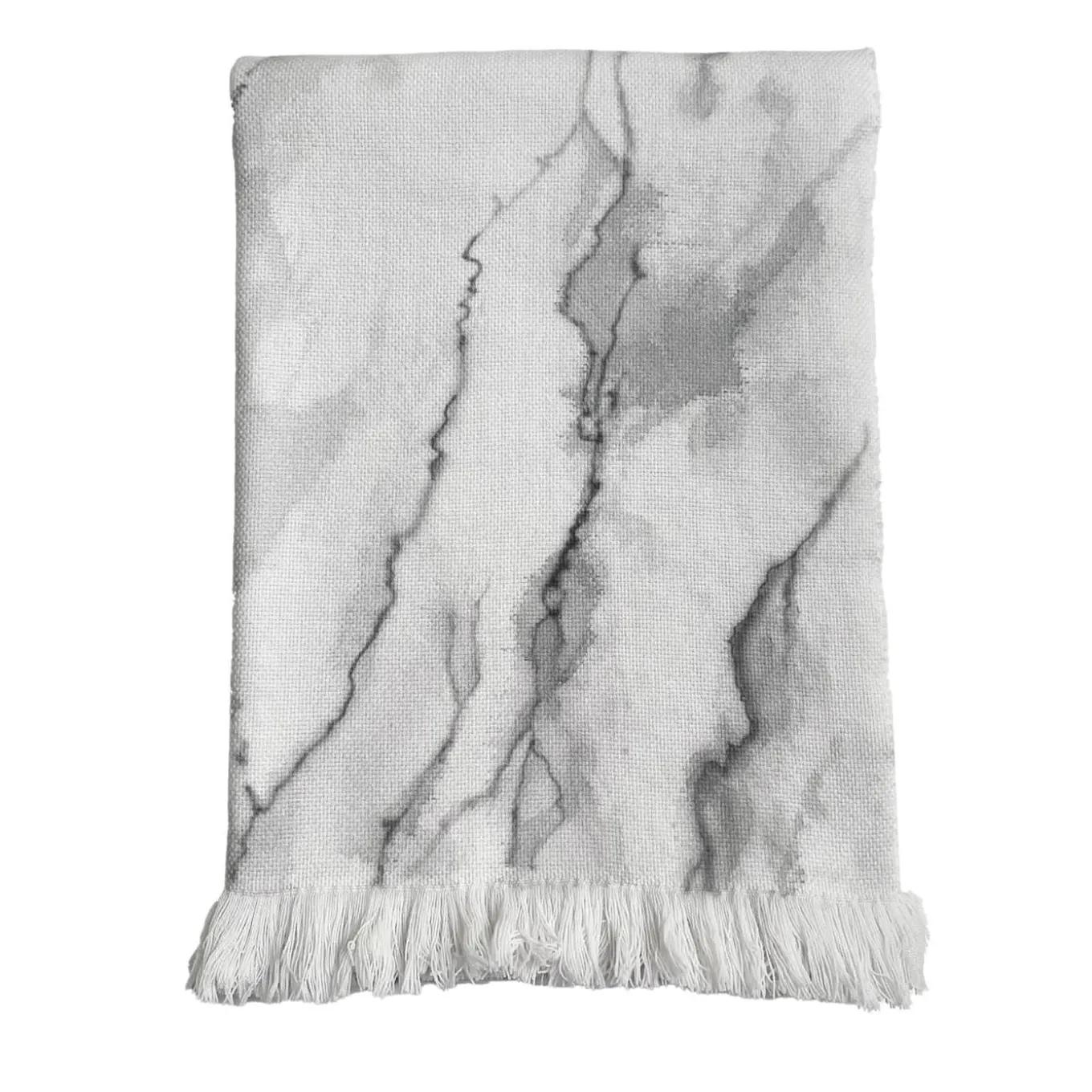 Coperta dipinta a mano grigia con frange Marmo