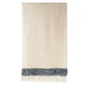 Coperta Druig con frange beige e blu