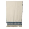 Coperta Feaci ricamata in bianco e blu