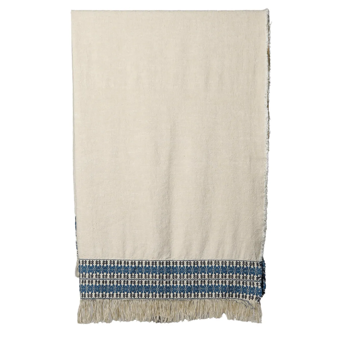 Coperta Feaci ricamata in bianco e blu