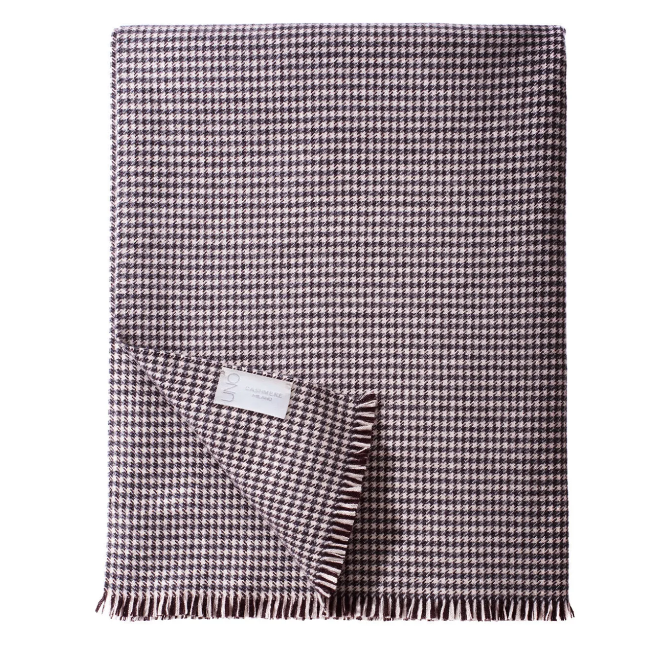 Coperta grigia media in cashmere pied-de-poule