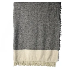 Coperta Hela con frange grigio scuro e beige