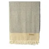 Coperta Hela con frange grigio chiaro e beige