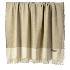 Coperta Hela con frange sabbia e beige