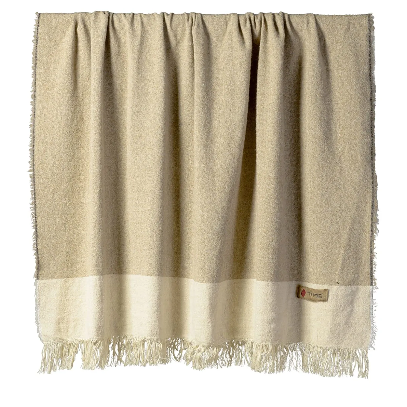 Coperta Hela con frange sabbia e beige