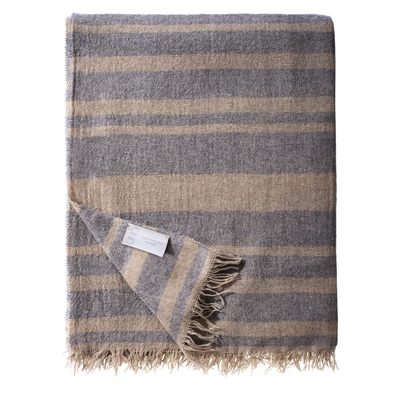 Coperta in cashmere a righe color malva medio