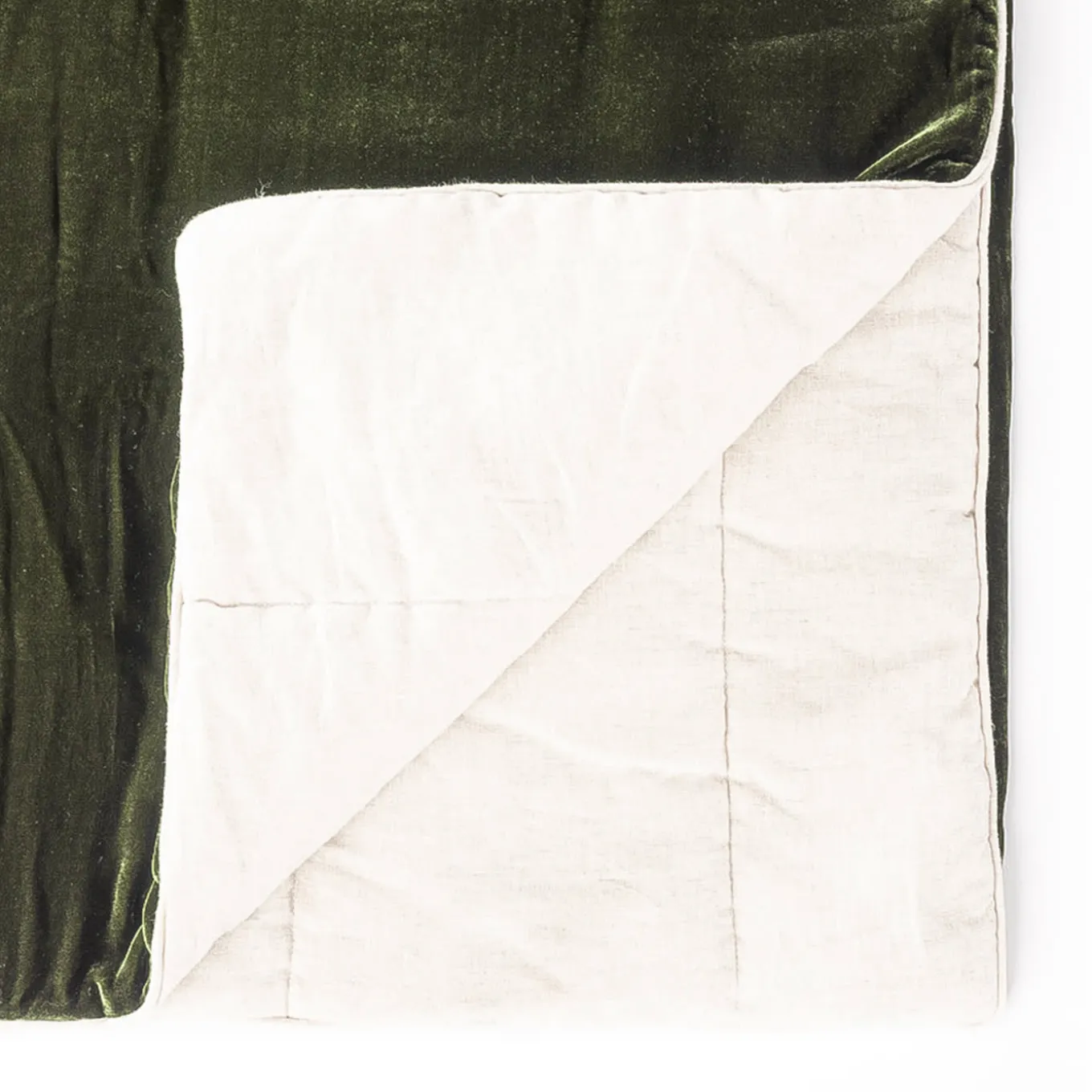 Coperta in lino e velluto verde