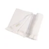 Coperta per neonati in 100% cashmere crema e blu baby con frange corte