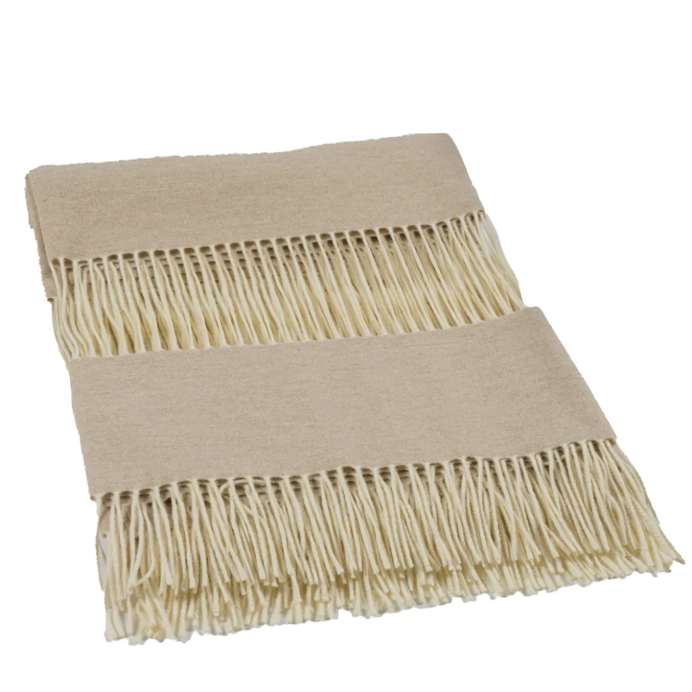 Coperta piccola beige con frange Defilé
