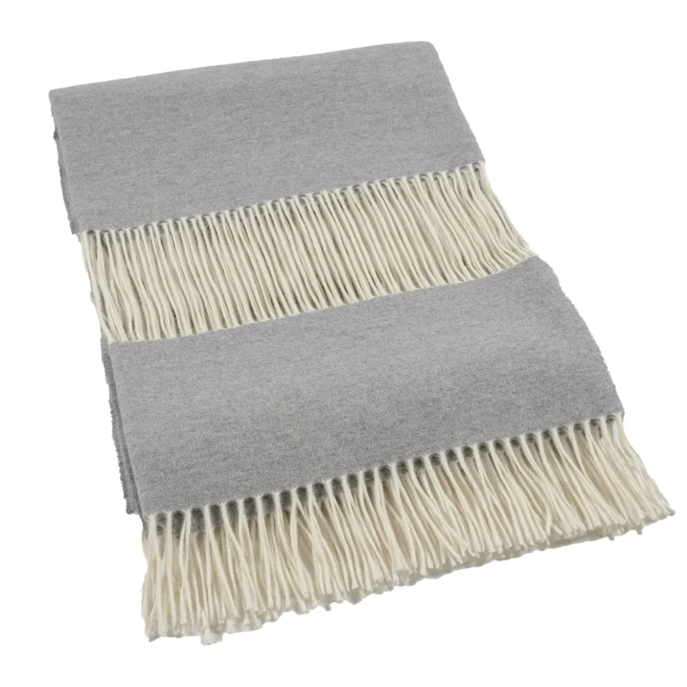 Coperta piccola grigia con frange Defilé