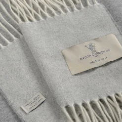 Coperta piccola grigia con frange Defilé