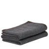 Coperta piccola grigia con orlo in pelle Salon
