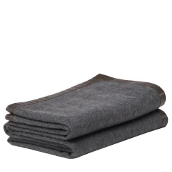 Coperta piccola grigia con orlo in pelle Salon