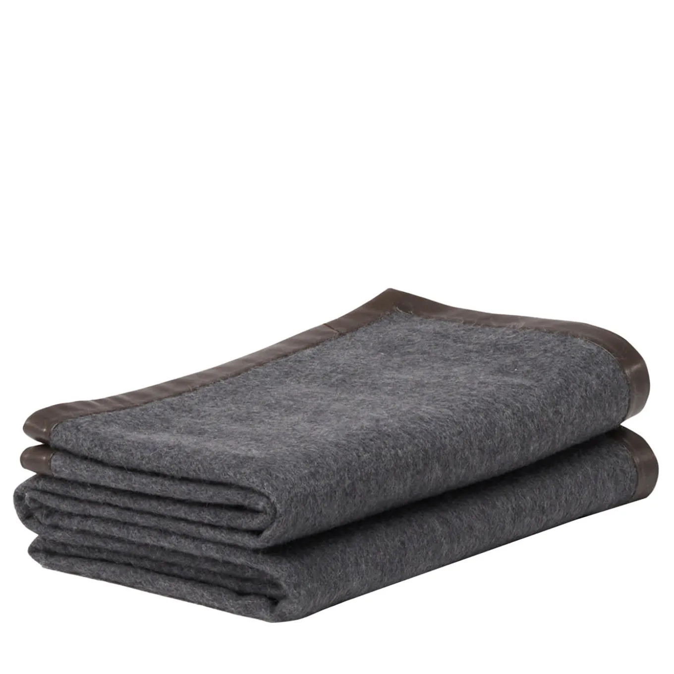Coperta piccola grigia con orlo in pelle Salon