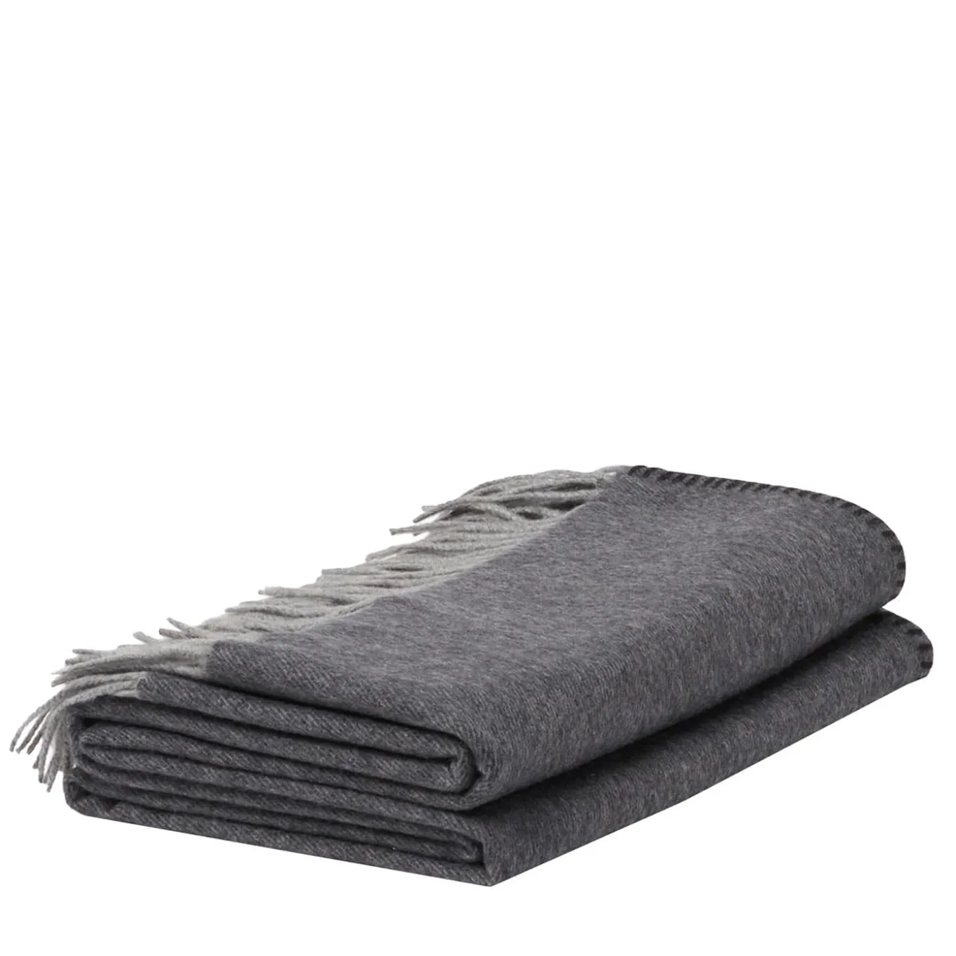 Coperta piccola Melrose con frange grigie