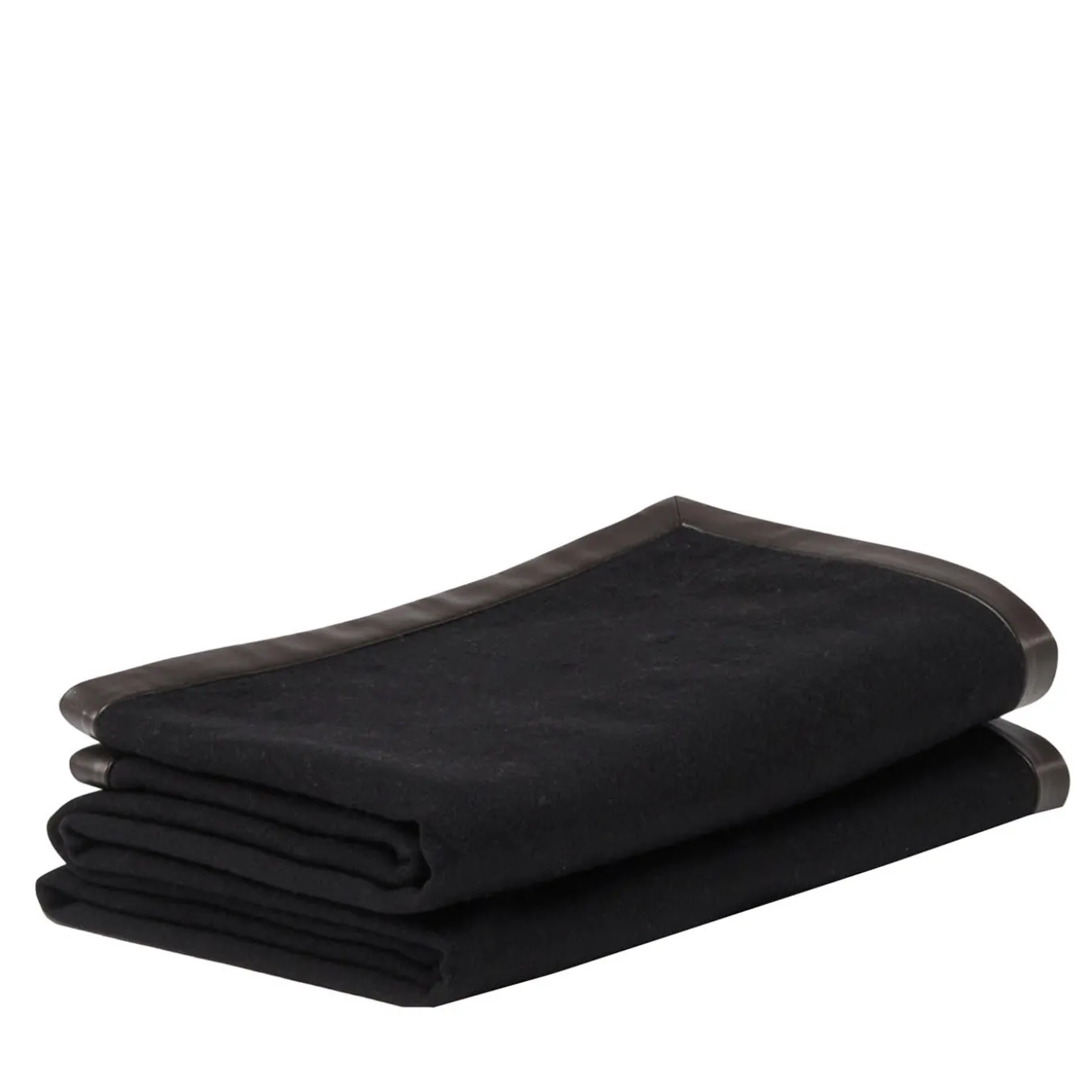 Coperta piccola nera con orlo in pelle Salon