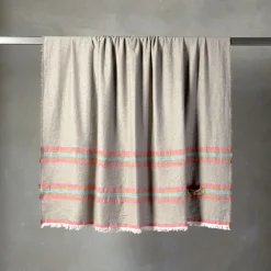 Coperta Rigoroso con frange in cashmere e lino policromatico
