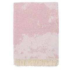 Coperta rosa con frange effetto gesso