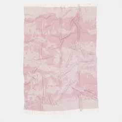 Coperta rosa con frange effetto gesso
