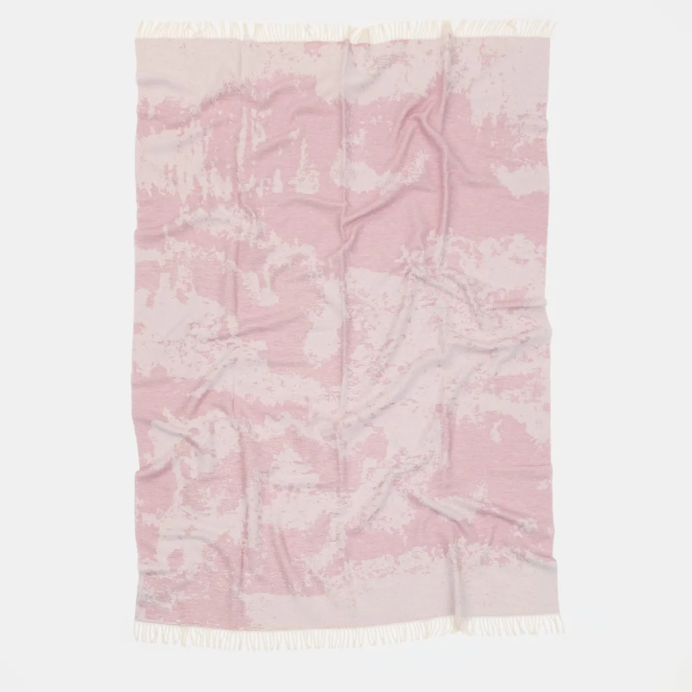 Coperta rosa con frange effetto gesso