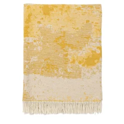 Coperta senape con frange effetto gesso