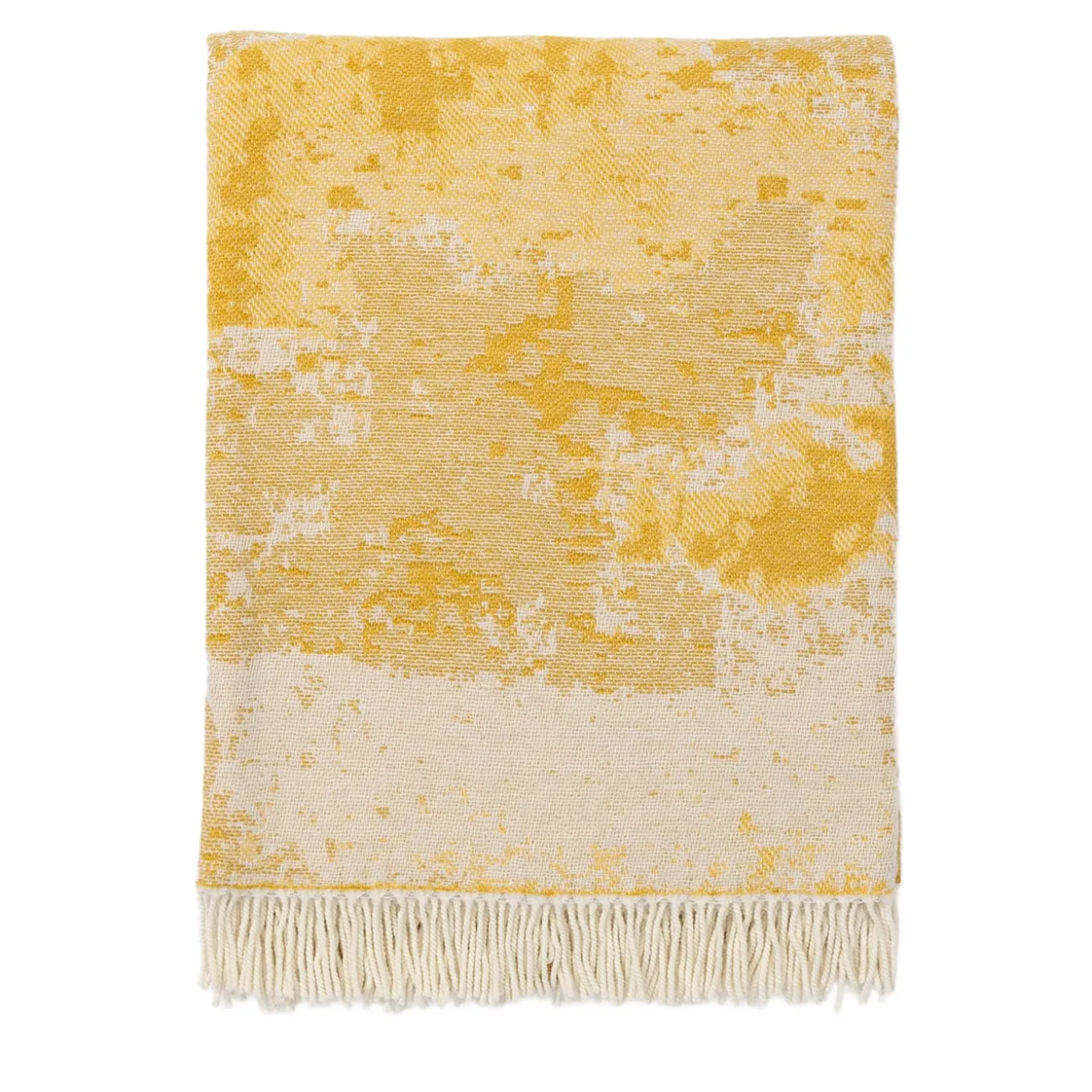 Coperta senape con frange effetto gesso