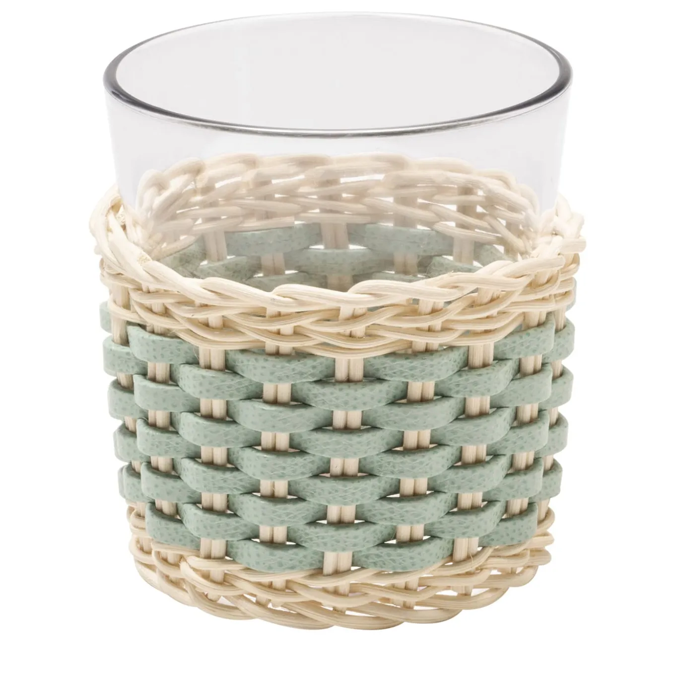 Coppa Annecy in pelle e rattan - Verde