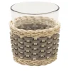 Coppa Anney in pelle e rattan - Beige