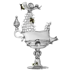 Coppa scultorea in vetro veneziano Galeon