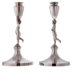 Coppia di candelieri Pitti in argento sterling