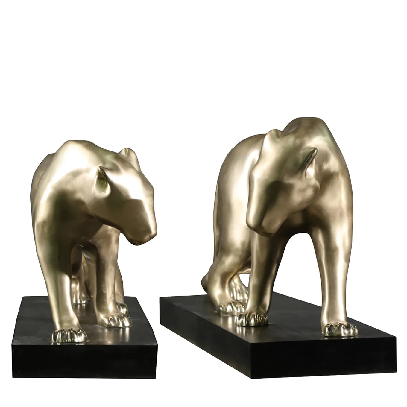 Coppia di sculture Pantere grandi in bronzo