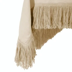 Copriletto con frange in lino pesante