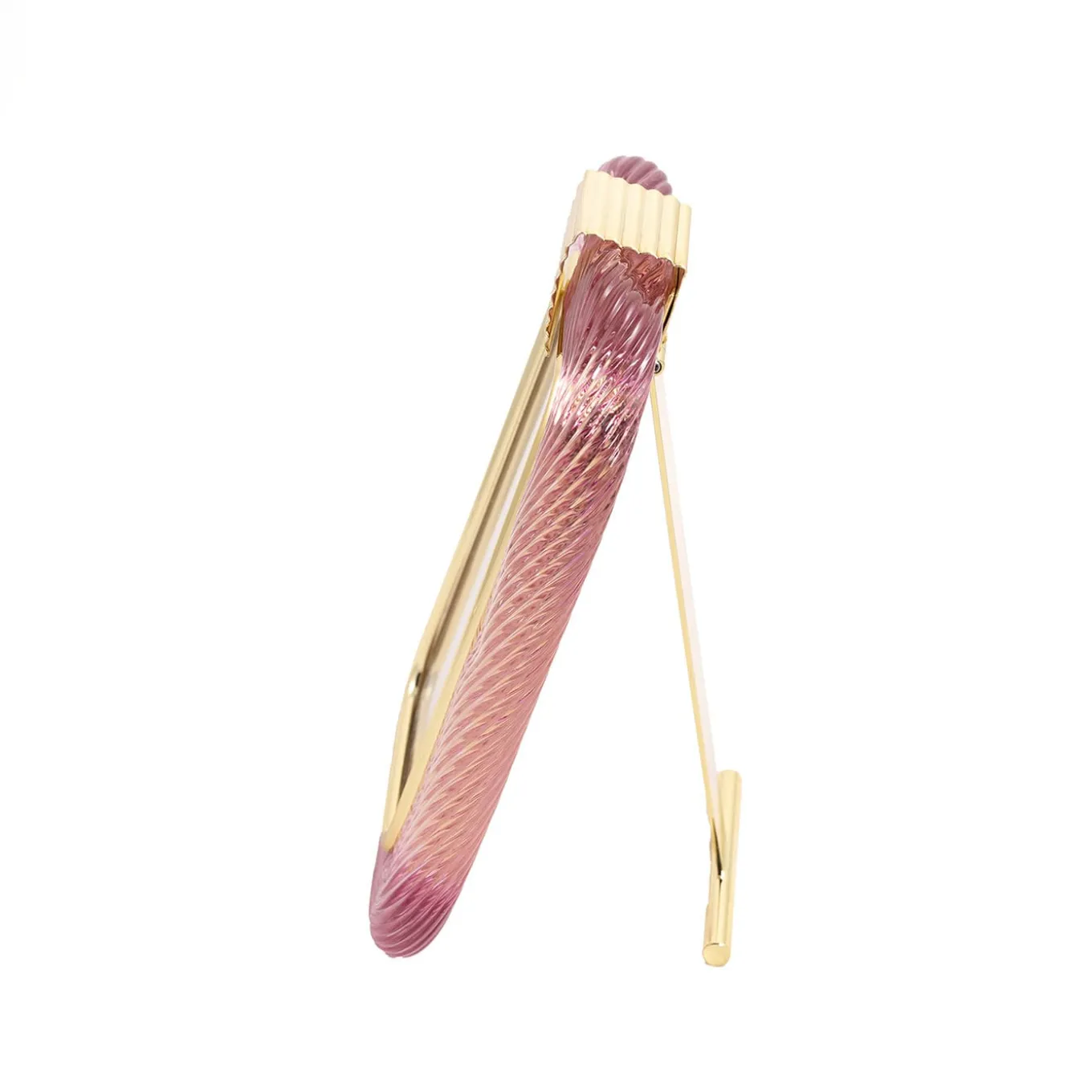 Cornice con Struttura in Ottone Lucido e Vetro a Torciglione Rosa