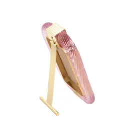 Cornice con Struttura in Ottone Lucido e Vetro a Torciglione Rosa