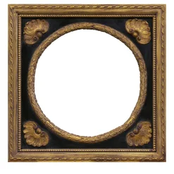 Cornice rotonda in ebano e oro