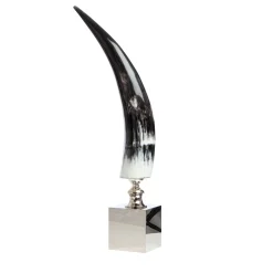 Corno verticale con base in ottone nichelato Scultura