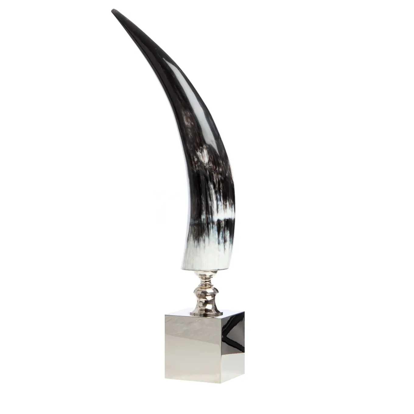Corno verticale con base in ottone nichelato Scultura