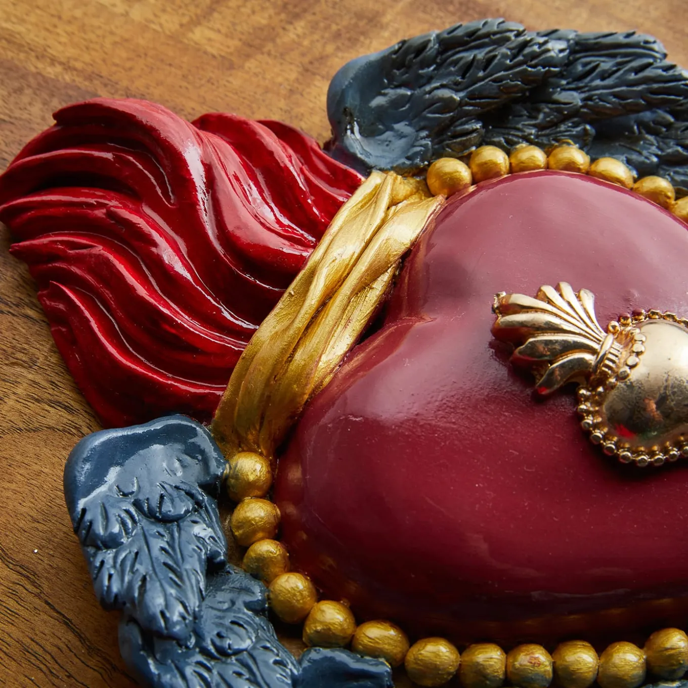 CUORE DECO IN CERAMICA ROSSA E BLU