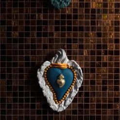 Cuore in ceramica blu opaco