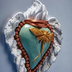 CUORE IN CERAMICA ORO E VERDE EFFETTO EPHEMERUS