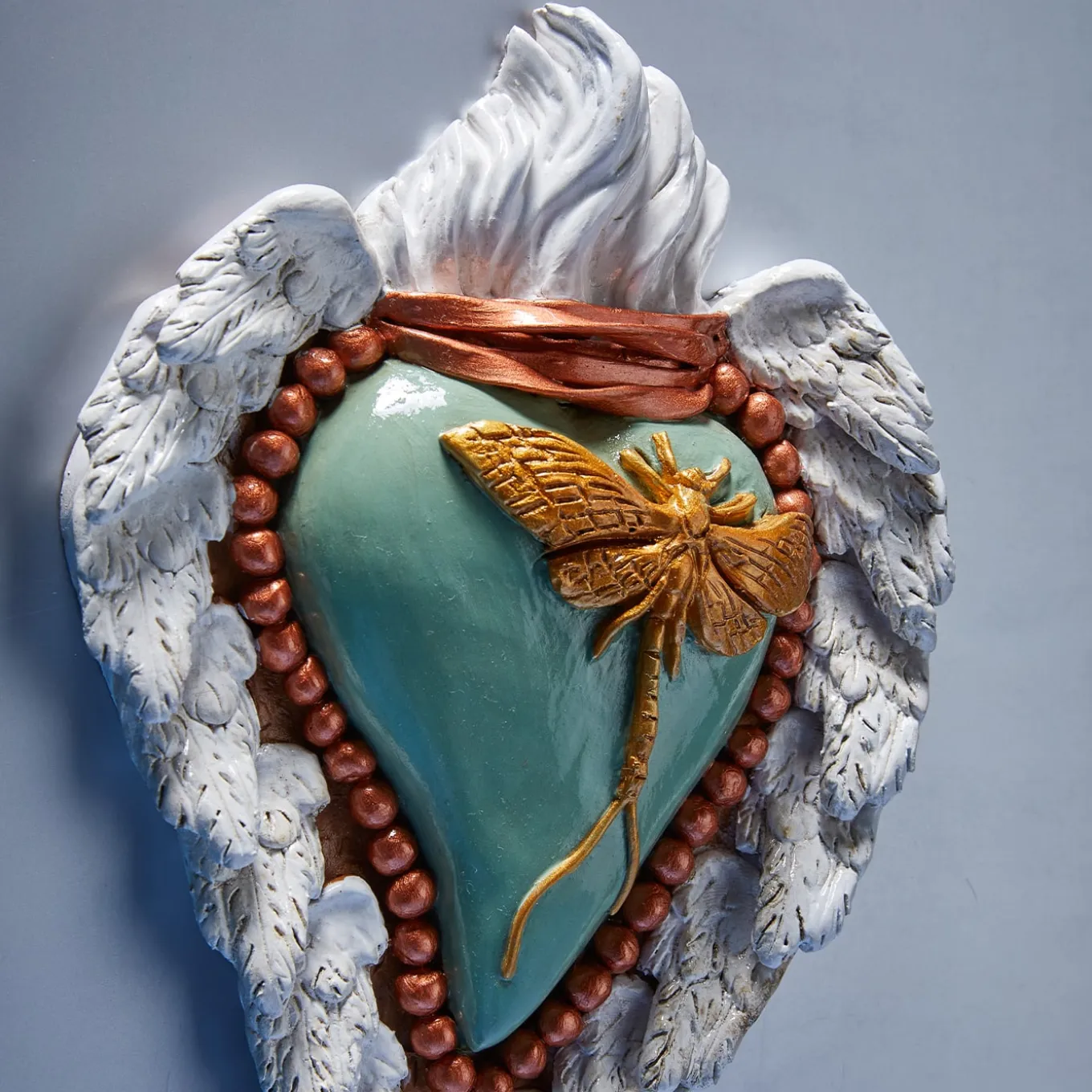 CUORE IN CERAMICA ORO E VERDE EFFETTO EPHEMERUS