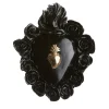 CUORE IN CERAMICA SMALTATO NERO PUNK ROSE