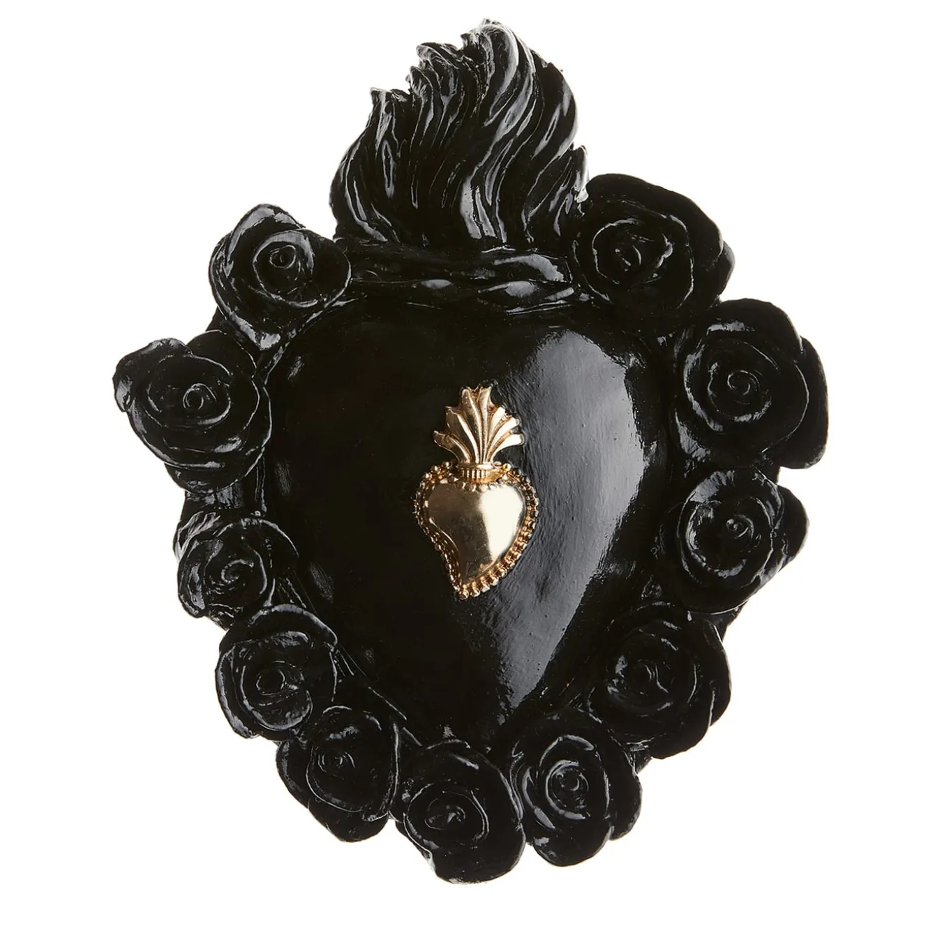 CUORE IN CERAMICA SMALTATO NERO PUNK ROSE