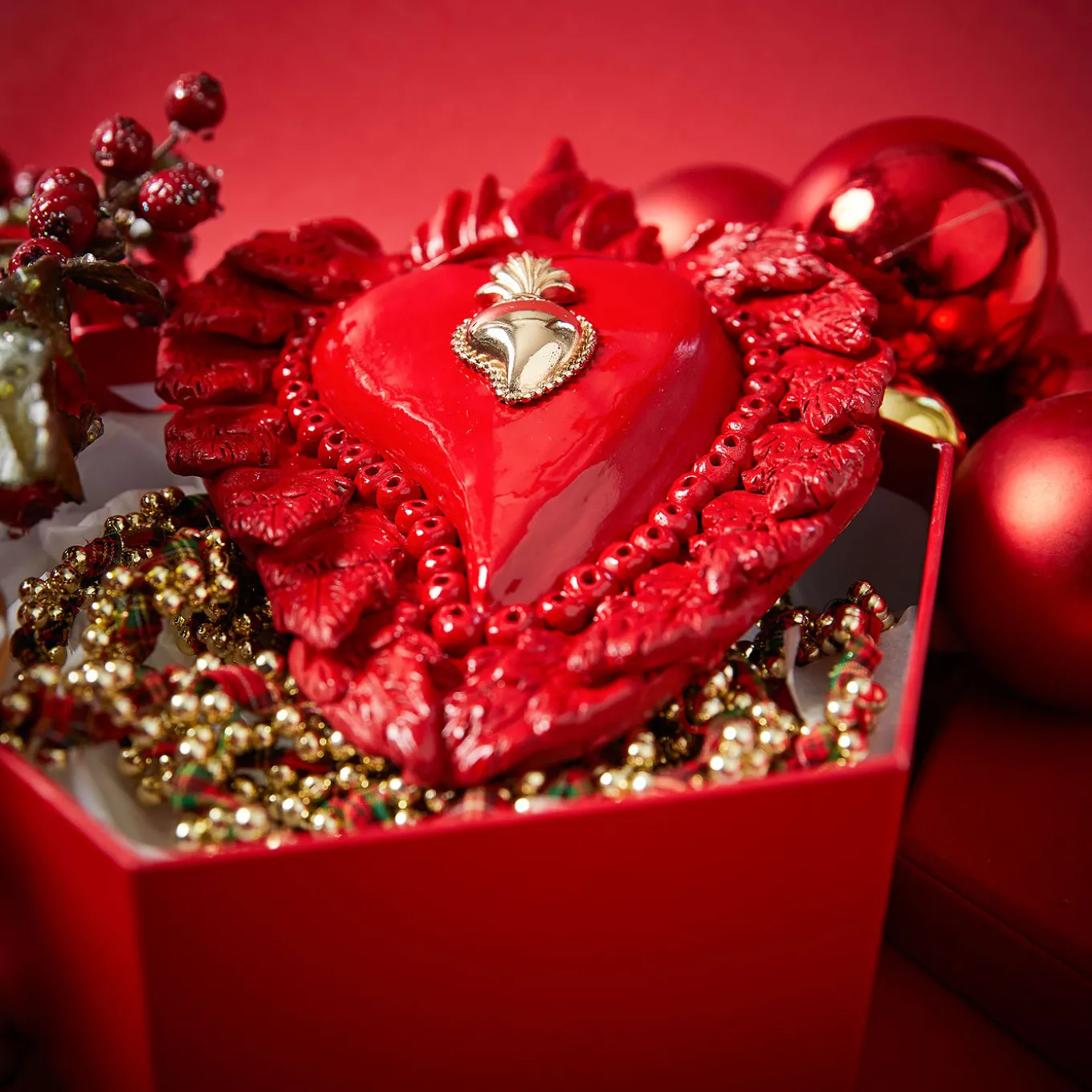 CUORE IN CERAMICA SMALTATO ROSSO "TRUE LOVE