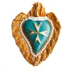 CUORE IN CERAMICA TURCHESE E ORO