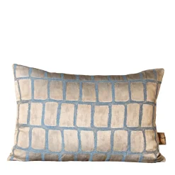Cuscino Asplenio rettangolare a motivi blu e beige