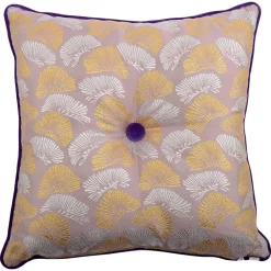 Cuscino Carrè Beige in tessuto jacquard polka dots