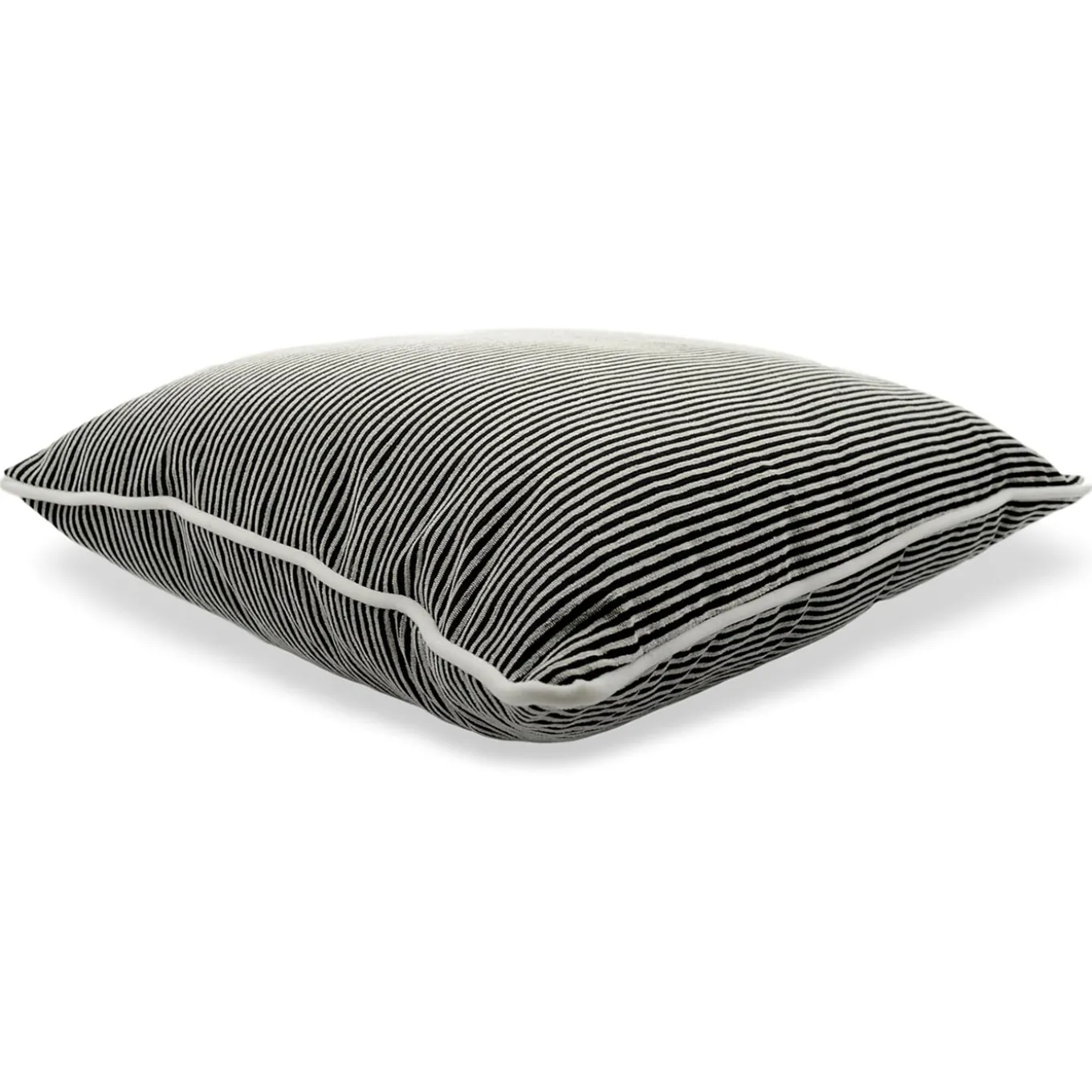 Cuscino Carrè bianco e nero in tessuto jacquard a righe