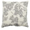 Cuscino Carré bianco e nero in tessuto toile de jouy jacquard